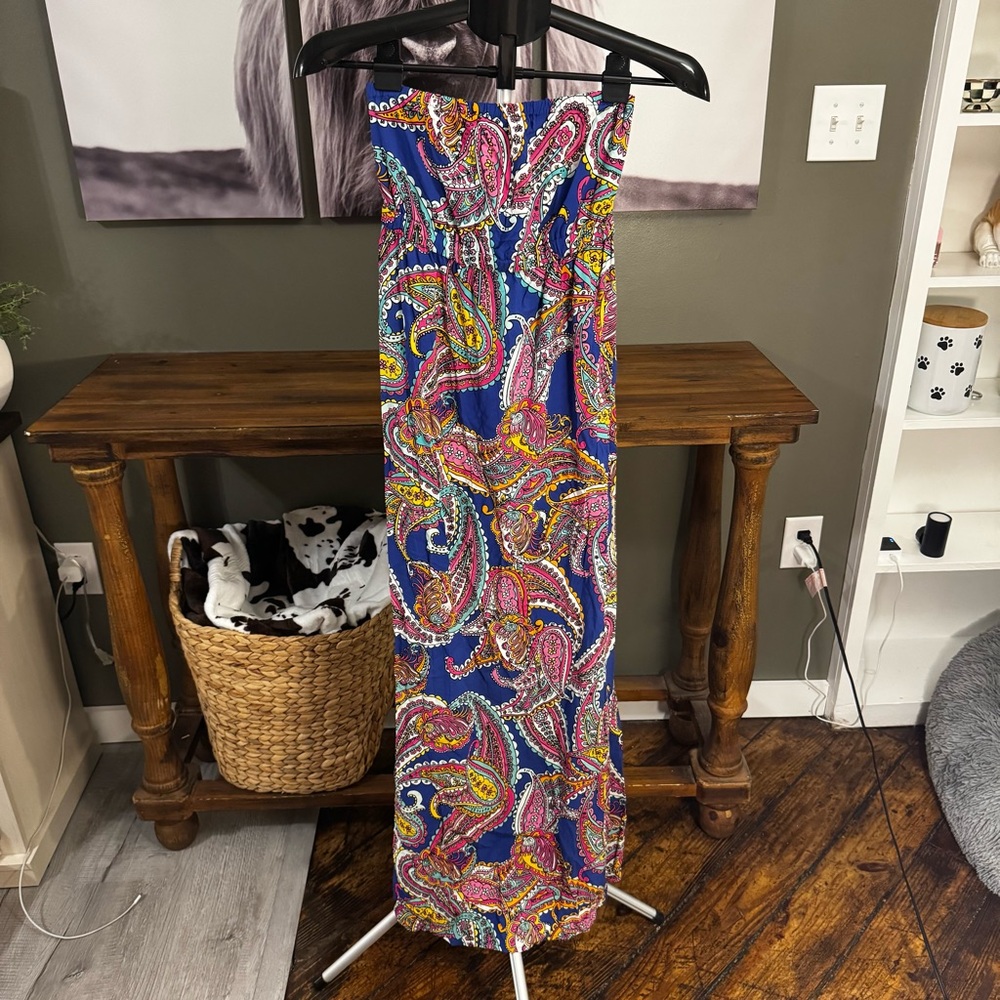 Banana Republic Paisley Print Strapless Maxi Dress